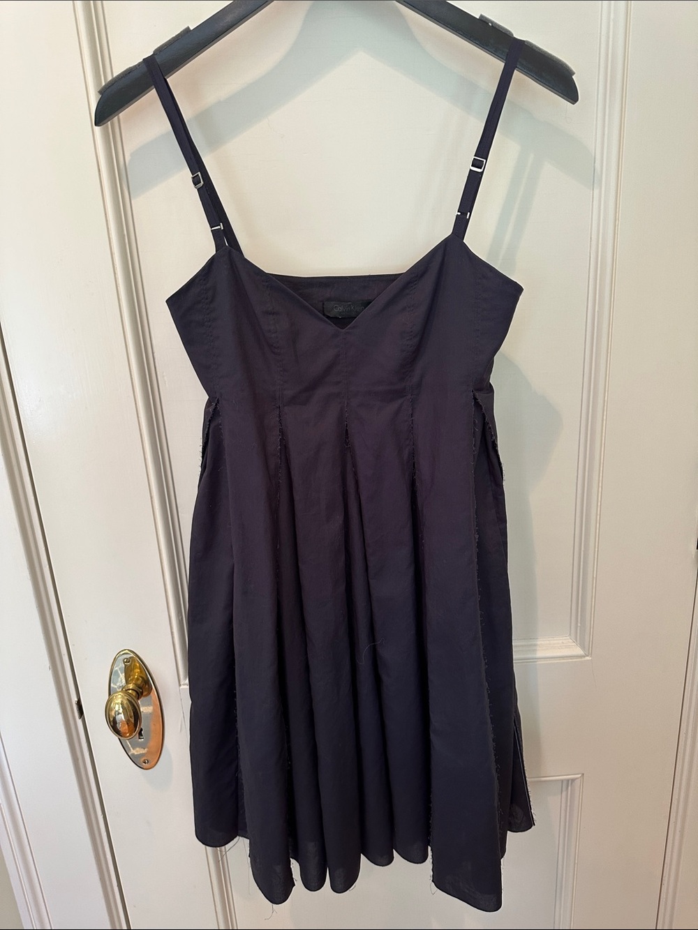 Calvin Klein Collection Blk Spaghetti Strap Sundress w/Frayed Edges SZ 36